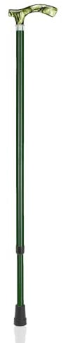 Ossenberg Gehstock aus Leichtmetall mit Fritzgriff aus Acryl in Perlmutt - Wanderstock für Senioren - Spazierstock mit Chrom Schmuckring - Elegante Gehstütze - grün