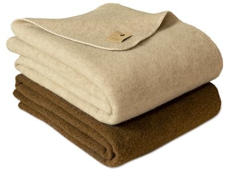 TILLHÅLL Ganzjahres Wolldecke aus 100% Bio-Schurwolle | kühlt im Sommer & wärmt im Winter | robust & temperaturausgleichend | Made in Germany | 150x200 cm | Beige