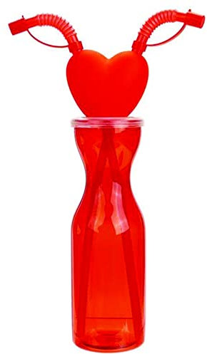 Mr. Gadgets Borraccia regalo San valentino con due cannucce cuore
