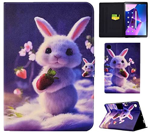 Vaitasy Custodia per Lenovo Tab M10 Plus (3rd Gen) 10.6 Pollici 2022 TB-125FU, Supporto Funzione Custodia con Flip Magnetico Cover M10 Plus 3rd Generazione - Coniglio fragola