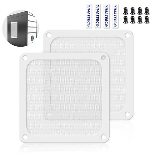 YIMATEECO Dust Filter PC 140mm for Computer PC Cooler, 2 Pack Magnetic Frame PC Fan Dust Filter Mesh Dustproof PVC Cover 50 Mesh Computer Fan Grills (PVC PRO, 140 * 140mm, 2pcs, White)