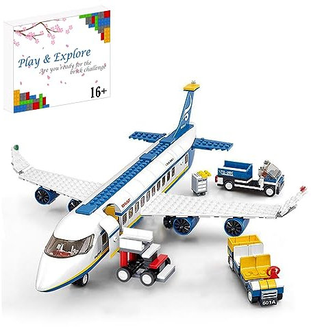 Flugzeug Bausteine mit Flughafen LKW, 463 Teile Stadt Passagier Flugzeug Bausatz, City Passagierflugzeug Bausatz Kompatibel mit Lego