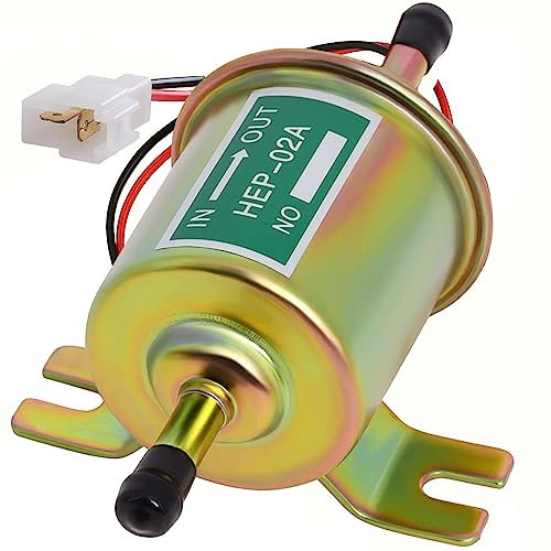 ZiYuya Bomba de combustible eléctrica en línea, Bomba de refuerzo universal de 12v presión gasolina diesel en línea módulo de bomba de metal de baja presión HEP-02A