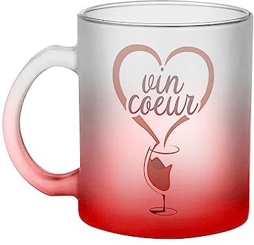 Mug en Verre Rouge - Vin Cœur Alcool Humour