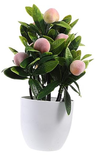 COHEALI Künstliche Zitronentopfpflanze Gefälschter Obstbaumschmuck Künstlicher Kirschbaum Mini-Topf-kunstpflanze Pfirsich-topfpflanzen Bonsai Grüne Pflanzen Künstliche Blumen Plastik Büro
