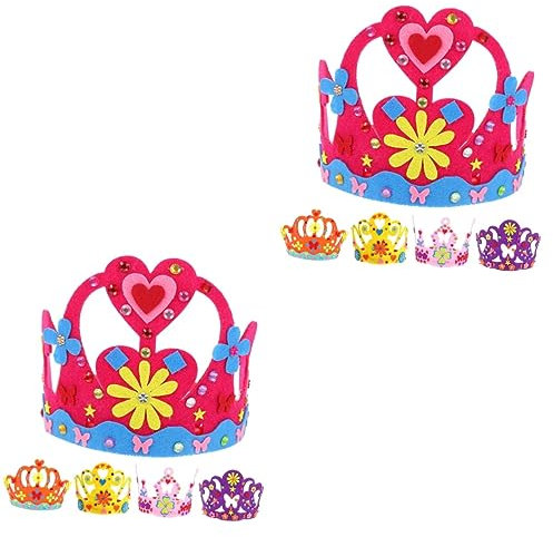 jojofuny 2 Stück 5 DIY Krone Partyhut Selber Machen DIY Strass-Tiara DIY-Geburtstags-stirnbänder Prinz Kronen Krönt Den Goldenen König Schaum Geburtstagskrone Strasssteine Kind Nicht Gewebt