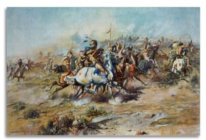 DryNda Charles Marion Ruseel Poster The Custer Fight (1903), Leinwand-Kunstdrucke, Geschenke, Foto, Gemälde, Raumdekoration, Heimdekoration, 60 x 90 cm