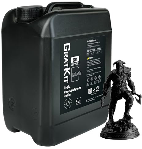 GratKit 8K 3D-Druck Resin, 5000g hochpräzises 405nm Photopolymer Harz, 5kg geruchsarmes Flüssigharz für LCD und DLP SLA 3D-Drucker, Schwarz