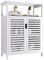 HITNET Mueble de Baño con Puertas, Organizador de Almacenamiento Lateral Independiente de Bambú, Armario de Cocina Pequeño Que Ahorra Espacio, 4 Niveles Estantes Abiertos, Blanco
