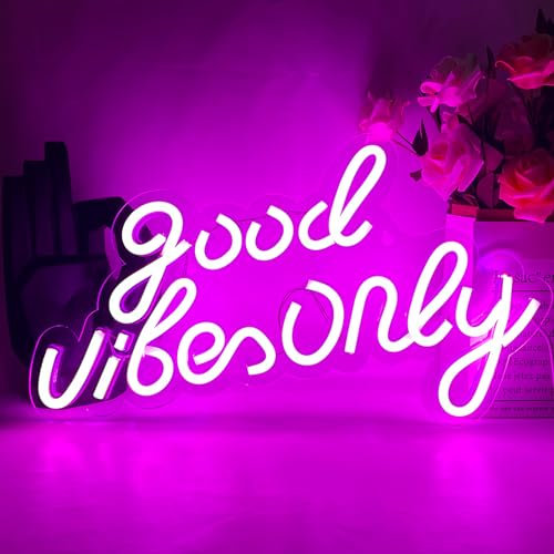 UExnkj-Y Good Vibes Only Insegna al Neon Good Luci al Neon Rosa Neon Sign Decorazione Della Stanza a LED Alimentato Tramite USB Neon