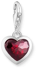 THOMAS SABO Charm-Anhänger mit rotem Stein im Herzschliff Silber 925 Sterlingsilber