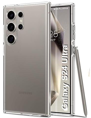 Crystal Clear for Samsung Galaxy S24 Ultra Case [Never Yellow] [Military Grade Protection] Shockproof Protective Phone Case Transparent Thin Slim Cover for Samsung S24 Ultra 6.8'' – Clear