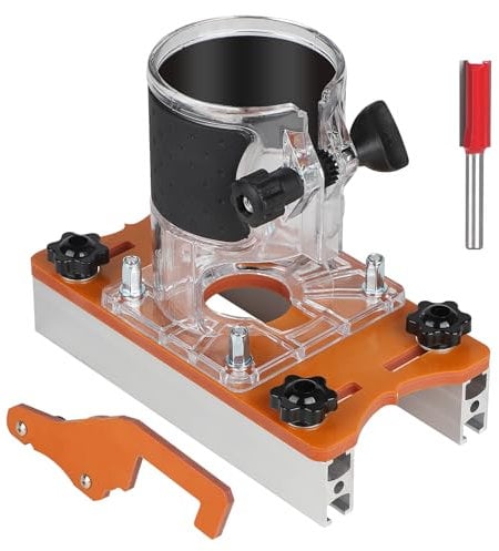 EFUTURETIME Base para Fresadora de Madera, Localizador de Ranuras con Broca de 1/4 para Fresadora de Madera de 65 mm, Accesorios de Fresadora de Inmersión para Cantos, Ranuras, Tablero de 0-5 cm