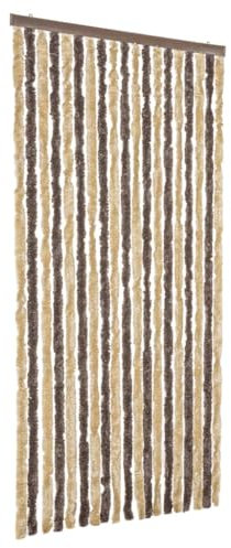 vidaXL Cortina Antimoscas, Persiana de Moscas Mosquitos, Puerta contra Insectos, Protección para Casa, Chenilla Marrón Oscuro y Beige 56x200 cm