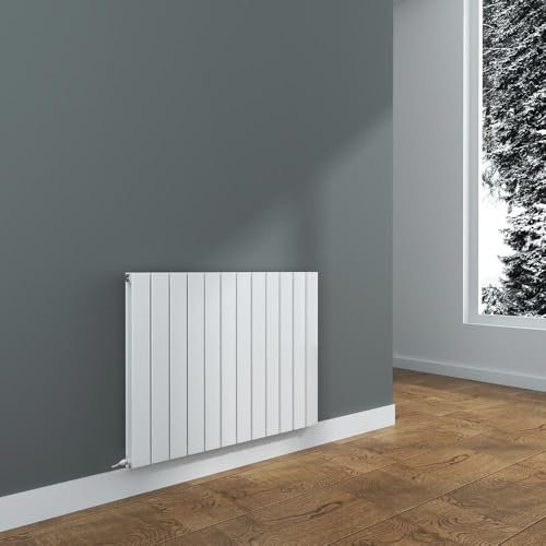 White Corwen Double Electric Flat Panel Horizontal Aluminium Radiator - 884mm (w) x 600mm (h) - 700w PTC Element