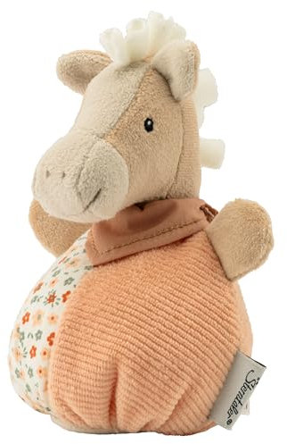 Sterntaler Sunny - Sac à câliner, Cheval - Doudou pour bébé et Enfant - en Velours Fin Doux - Jouet avec hochet - pour câliner, découvrir et Jouer - Beige Clair