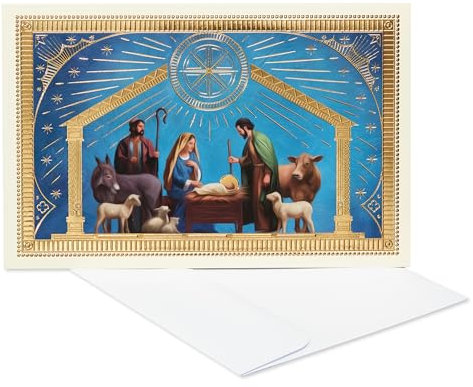 American Greetings Religiöse Weihnachtskarten in Box mit Umschlägen, Weihnachtskrippe, gesegnetes Neujahr (14 Stück)