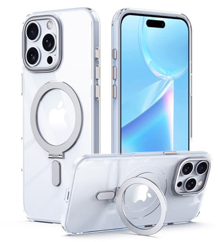 TECHGEAR iPhone 16 Pro Stand Case [Fusion Armour Ring] Premium Hybrid Tough Rugged Protective Magnetic Kickstand Case, Compatible with MagSafe Case for iPhone 16 Pro 6.3 - Clear