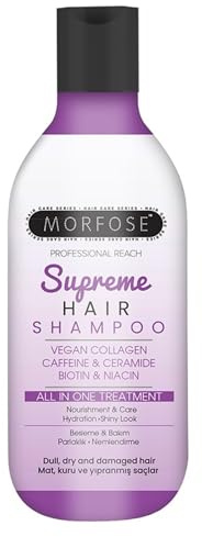 Morfose Supreme Hair Shampoo 300ml - Intensive Pflege mit Veganem Kollagen, Koffein & Ceramide Biotin & Kräuter Feuchtigkeitsspendendes Anti-Haarausfall Shampoo