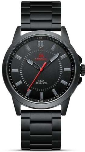 LN LENQIN Uhren Herren Edelstahl Herren Uhr 30m wasserdichte Armbanduhr Analoge Quarz Uhr Mode Freizeit Uhren für Männer