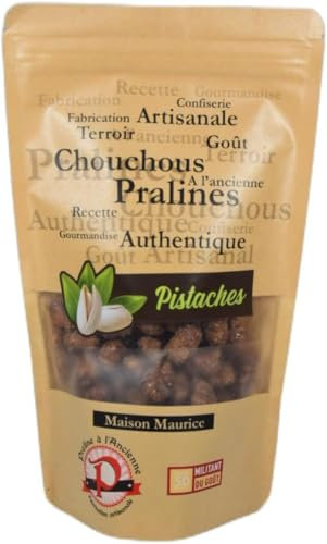 Pralines à l'Ancienne - Pralines pistacho 300 g - Auténticos colejuelas de avellanas caramelizadas - golosinas artesanales - Bolsita para aperitivos - Fabricado en Francia