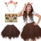 JRYBXS 3 teiliges Rentier Kostüm Damen, Faschingskostüme Damen, Tüllrock Damen, Rentier Face Tattoo, Kleines Blumen Geweih Haarreif, Geeignet für Weihnachts Faschings Cosplay Mottoparty