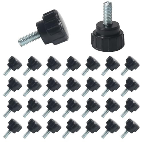 KINDPMA 30pcs Vis à Poignée Boutons de Serrage Vis à Oreilles Moletée M4 x 10mm Vis de Fixation à Tête Ronde en Plastique pour Machines-Outils, Meuble, Appareils Électroniques