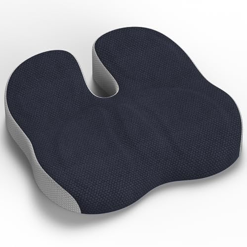 Juspota Cojin Silla Oficina, Cojin Ortopedico para Coxis y Lumbar, Cojín de Asiento Ergonómico de Espuma con Memoria, Cojin Coxis Alivio del Dolor para Coche Ruedas Gaming - Gris Oscuro