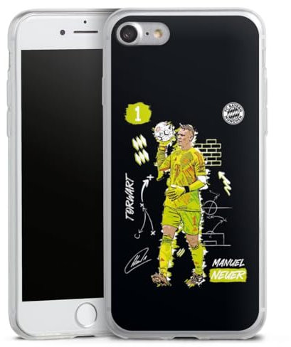 Slim Case extra dünn kompatibel mit Apple iPhone 7 Silikon Handyhülle transparent Hülle FC Bayern München Manuel Neuer Offizielles Lizenzprodukt