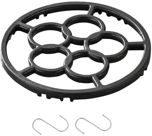 Wjelet Cast Iron Gas Ring Reducer, Wok Stand for Gas Hob,Non-Slip Gas Hob Reducer Ring, Universal for 4/5-Claw Stoves, With 2 hooks