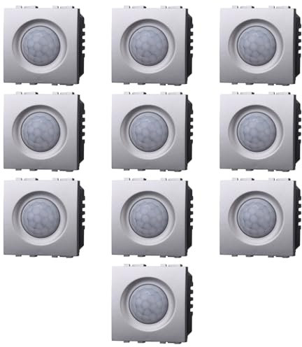 10 MODULI SENSORE DI MOVIMENTO, GRIGIO, COMPATIBILE CON BTICINO LIVING, SENSORE PIR OMINIDIREZIONALE, MODULI E FRUTTI 100% COMPATIBILI, MATERIALI DI ALTA QUALITA'