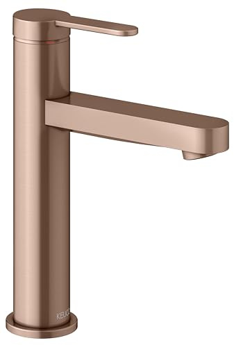 KEUCO IXMO Flat Einhebel-Waschtischmischer 130, ohne Zugstangen-Ablaufgarnitur, Ausladung 124mm, 59501293101, Farbe: Rotgold gebürstet