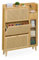 Relaxdays Schuhschrank, 5 Fächer, Bambus Schuhregal, 127x95x19 cm, für 9 Paar, 3 Klappen, schmaler Schuhkipper, Natur