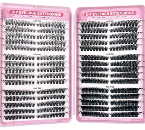 KEYRI 540 Pièces Faux Cils Individuel 30-40-50-60-80-100D Fluffy Russian Eyelashes Extensions Curl Extension Cils Kit Faux Cil DIY Kit Extension Cil pour Débutants Filles et Femmes (8-16mm Mix)