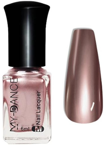 Metallic Nail Polish - Rose Gold Metal Nail Varnish - Magic Mirror Effect Champagne Gold Chrome Nail Varnish - Quick Dry Long Lasting No UV Needed Holographic Mirror Nail Polish for Women DIY Manicure