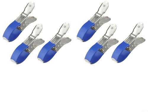 HpLive Stainless Steel Pool Cover Clips, Metal Clips for Pool Cover Clips, Windproof Pool Clips with Scratch Protection for Swimming Pool Covers (6 Pieces, Blue)