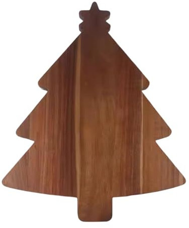 Qianly Tagliere in Legno con Design Albero di Natale, Piatto per Salumi e Formaggi, Style a
