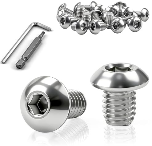 ddckj 80 Piezas Tornillo M6 Tornillo de Cabeza Redonda M6 x 10 mm Tornillería Allen Inox para la Instalación de Muebles