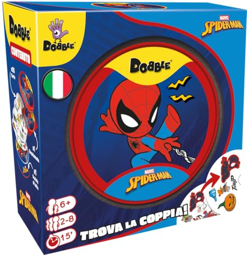 Asmodee – DOBBLE SPIDER-MAN – Carte da Gioco per Famiglie, Bambini e Amici | Gioco da Tavolo Rapido e Divertente in Versione da Viaggio – 2-8 Giocatori – 6+ Anni – 15 Minuti – Edizione Italiana