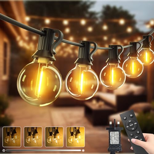 btfarm 15M/49FT 18+1 LED Garden Festoon Lights Mains Powered with Remote