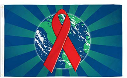 AZ FLAG - Flagge Das Rote Band Kampf Gegen Aids - 150x90 cm - Rote Schleife Fahne 100% Polyester mit Messing-Ösen - 110g