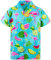 King Kameha Funky Hawaii-Hemd, Herren, Kurzarm, Flamingo-Melon, Türkis, 5XL