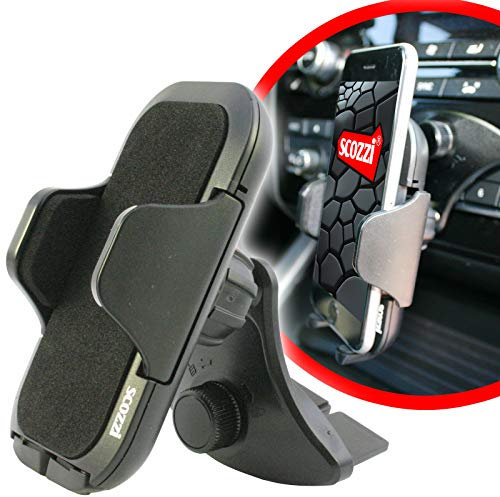 scozzi Support Téléphone Voiture Lecteur Fente CD Portable Smartphone Universel p.e. Compatible avec Samsung S24 S23 S22 S21 S20 A55 A54 A53 pour iPhone 15 14 13 12 11 XR FE Plus Ultra Max Lite Pro
