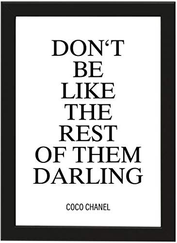 Poster DIN A4 Don't BE Like The Rest of Them Darling, gerahmt mit schwarzem Bilderrahmen, Geschenk, Geschenkidee, Geburtstagsgeschenk, Poster mit Rahmen, Kunstdruck, Typographie (Don't be)
