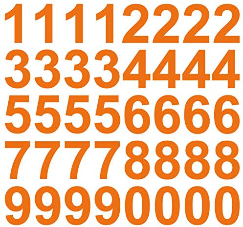kleb-Drauf | 40 Zahlen, Höhe je 10 cm | Orange - matt | Autoaufkleber Autosticker Decal Aufkleber Sticker | Auto Car Motorrad Fahrrad Roller Bike | Deko Tuning Stickerbomb Styling Wrapping