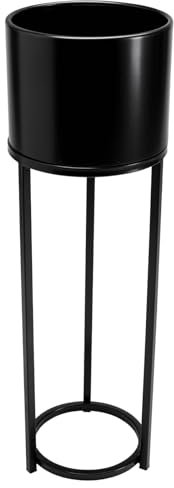 VIVANNO Blumentopf auf Ständer mit Beinen Füßen Gestell Elevate Round Schwarz (79x25 cm)