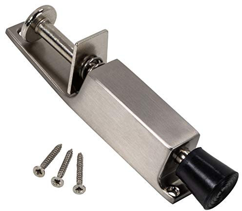 Gedotec Tür-Feststeller Zimmertür Türstopper Edelstahl-Optik - HOLD-ON | feststellbarer Stopper für Innen & Außen | Tür-Halterung für Türen & Tore | 1 Stück - Stopper silber mit Befestigungsmaterial
