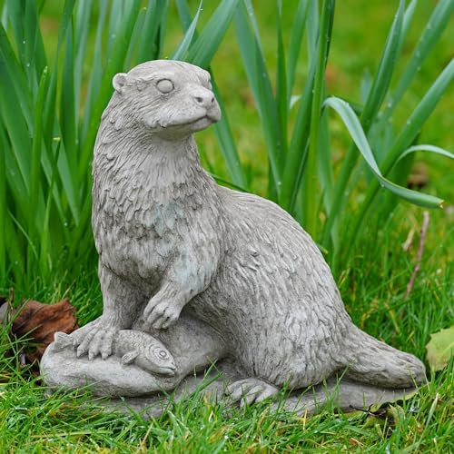 Otter Stone Statue | Reconstituted Limestone Vintage Animal Concrete Garden Ornament Outdoor Decoration