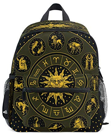 RXYY Kinder Rucksäcke Galaxis Zodiac Wheel Tagesrucksäcke Reise Kleinkind Vorschule Schule Tasche Beiläufig Rucksack mit Truhe Gurt zum Mädchen Jungs