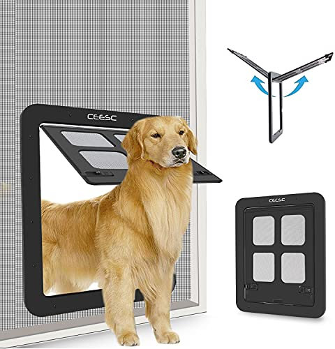 CEESC Zanzariera per Cani (43 cm x 37 cm), per Animali Domestici con Serratura, Porta con Schermo per Cagnolini (L, Nero)